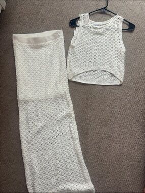 Olive & Oak Ivory Crochet Tank & Skirt Set